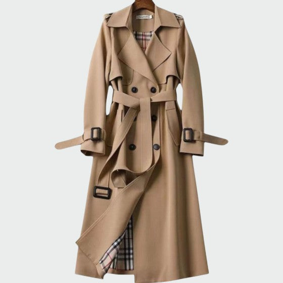 Double Breasted Trench Coat with Belt - Camel