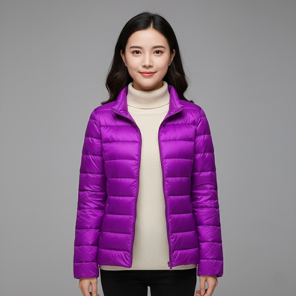 Juno | Winter Hooded Shiny Zip Up Quilted Side Pockets Puffer Jacket Women