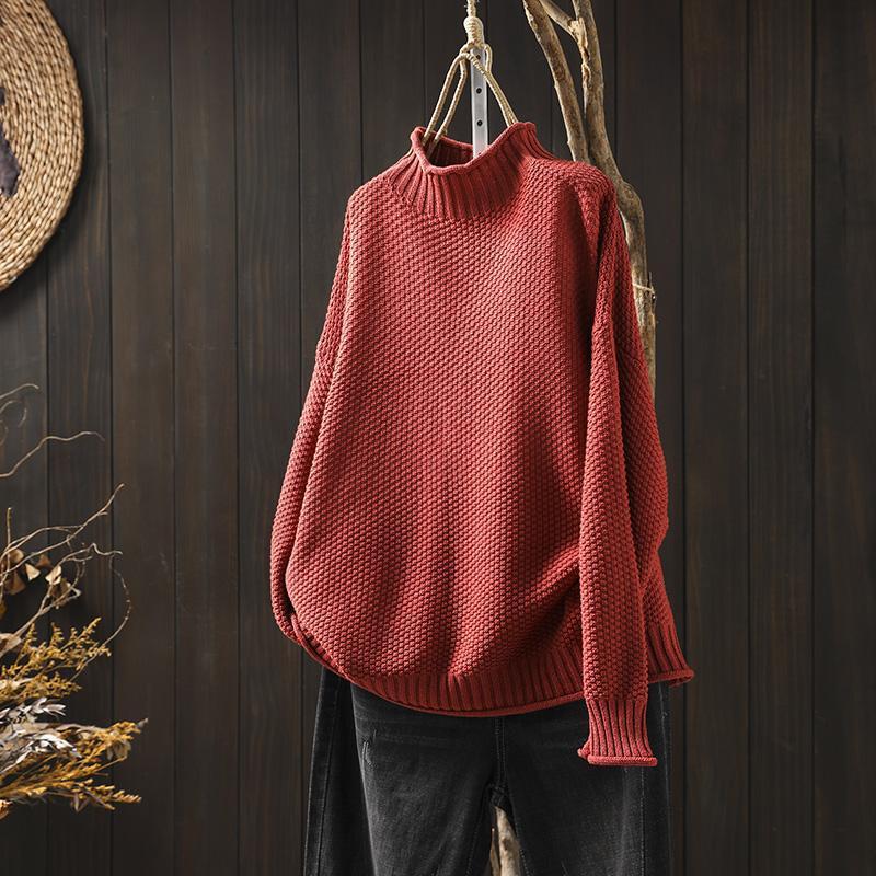 Mia | Oversized Chunky Drop Shoulder Long Sleeve Ribbed Turtleneck Winter Jumper Women
