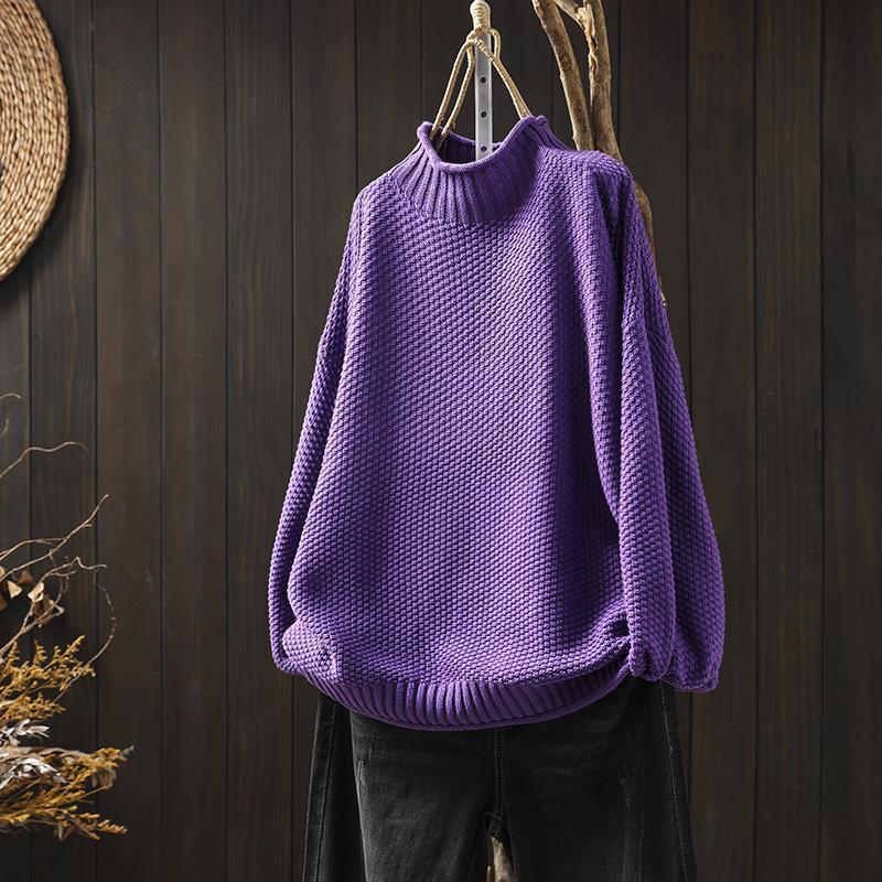 Mia | Oversized Chunky Drop Shoulder Long Sleeve Ribbed Turtleneck Winter Jumper Women