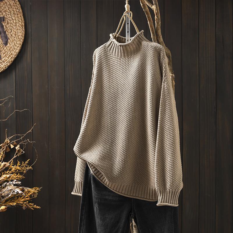 Mia | Oversized Chunky Drop Shoulder Long Sleeve Ribbed Turtleneck Winter Jumper Women