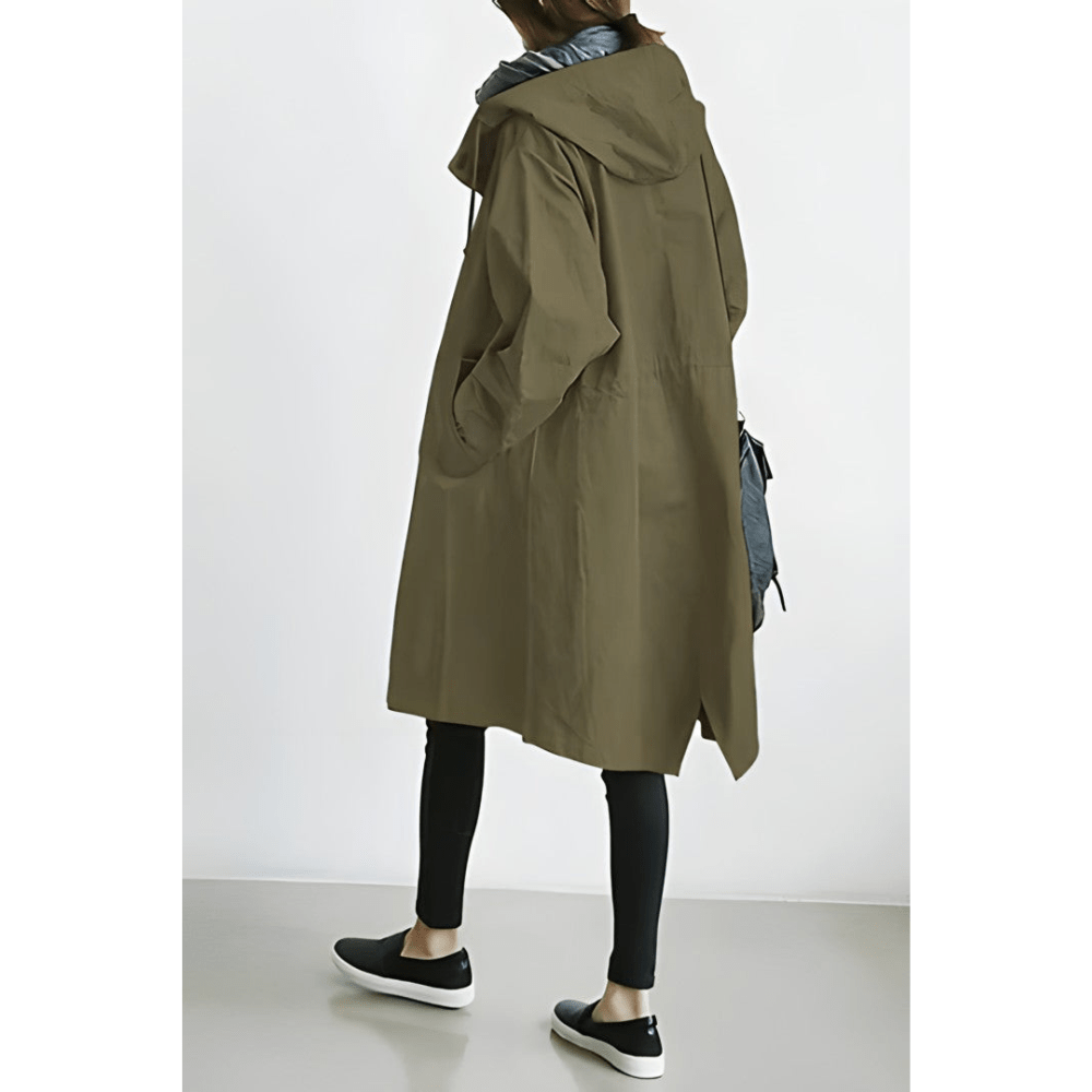 Jana | Single Breasted Button Pockets Drop Shoulder Knee Length Autumn Duster Coat Women
