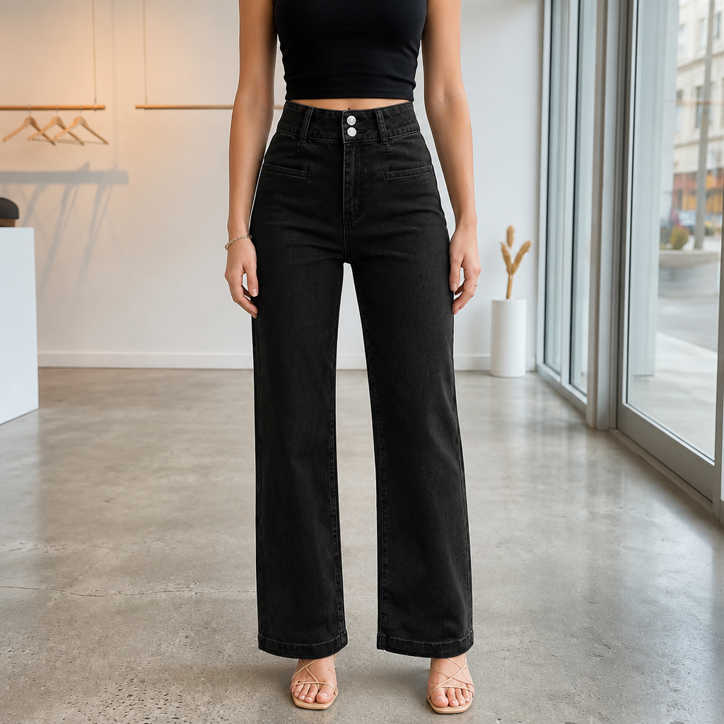 Suzy | Pocket Belt Loops High Waisted Long Autumn Wide Leg Jeans Women