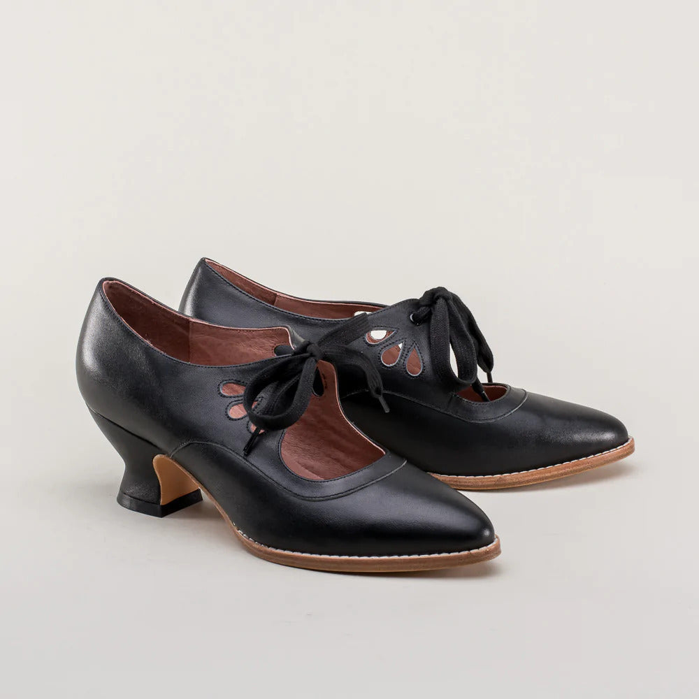 Pointed Toe Lace Up Smart Bow Heeled Shoes Women
