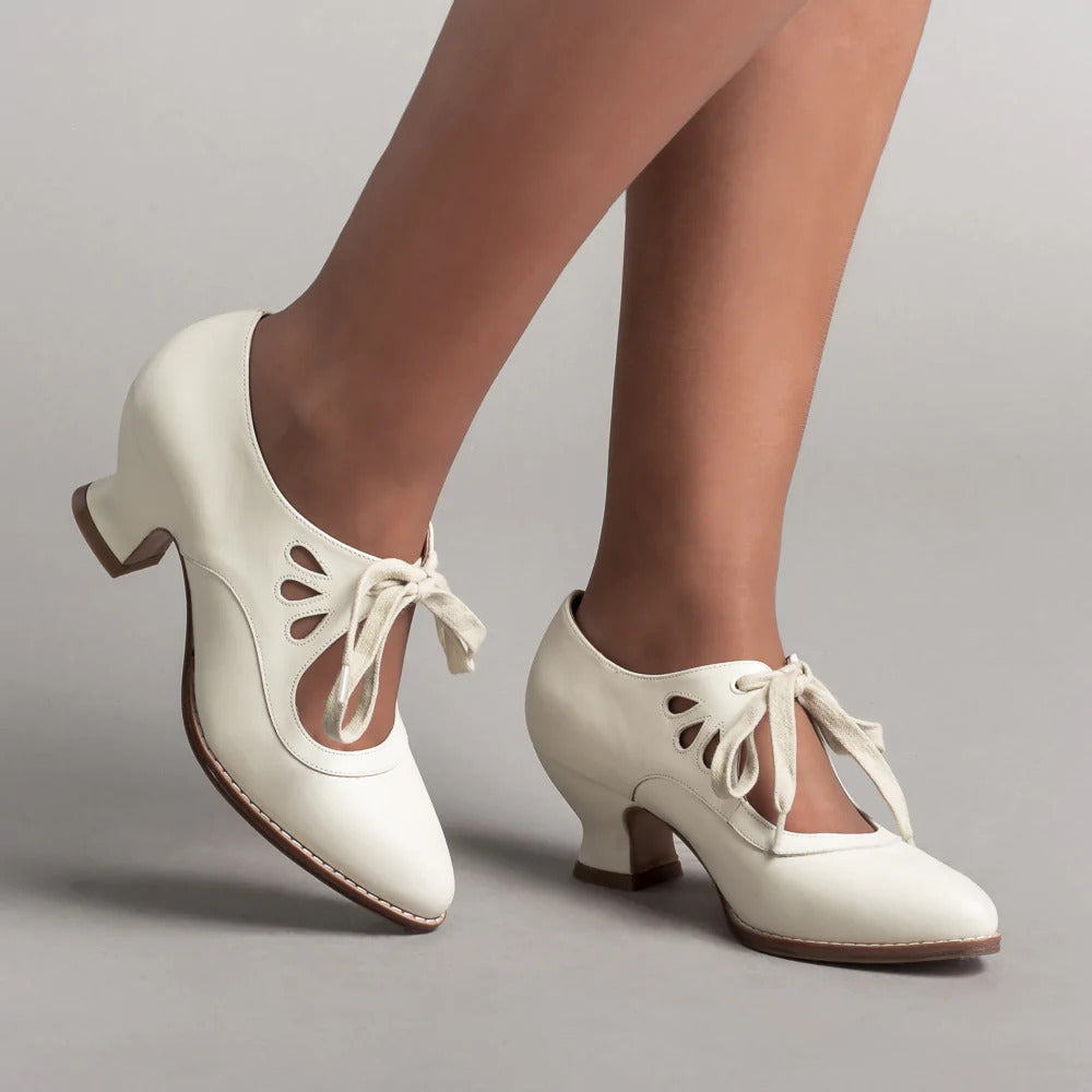 Pointed Toe Lace Up Smart Bow Heeled Shoes Women
