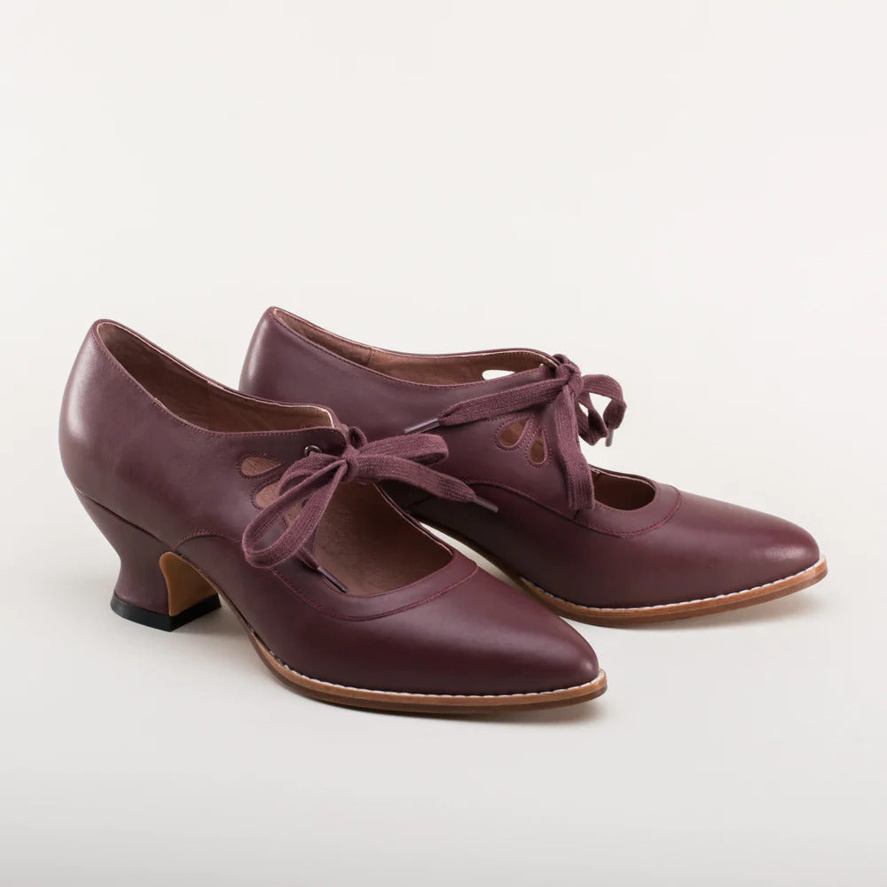 Pointed Toe Lace Up Smart Bow Heeled Shoes Women