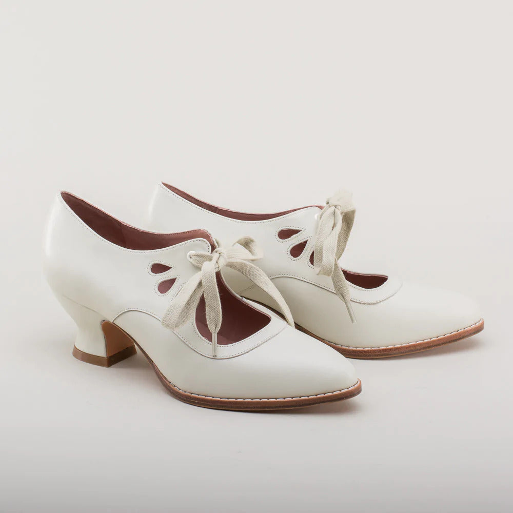 Pointed Toe Lace Up Smart Bow Heeled Shoes Women