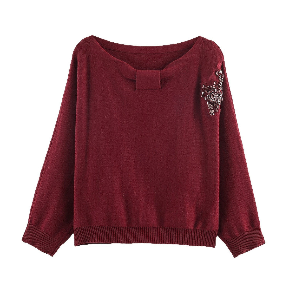 Kara | Oversized Batwing Bow Ribbed Hem Long Sleeve Autumn Winter Jumper Women