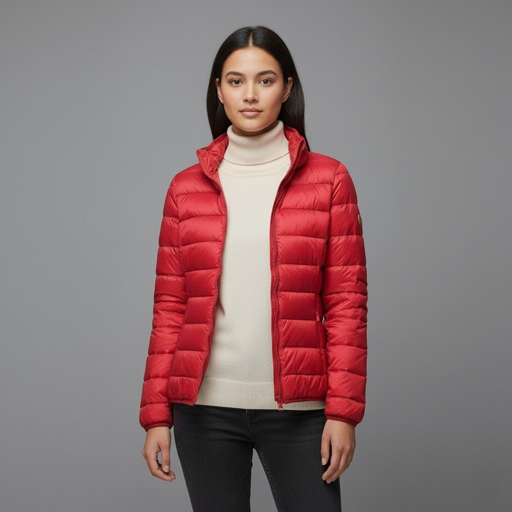 Juno | Winter Hooded Shiny Zip Up Quilted Side Pockets Puffer Jacket Women