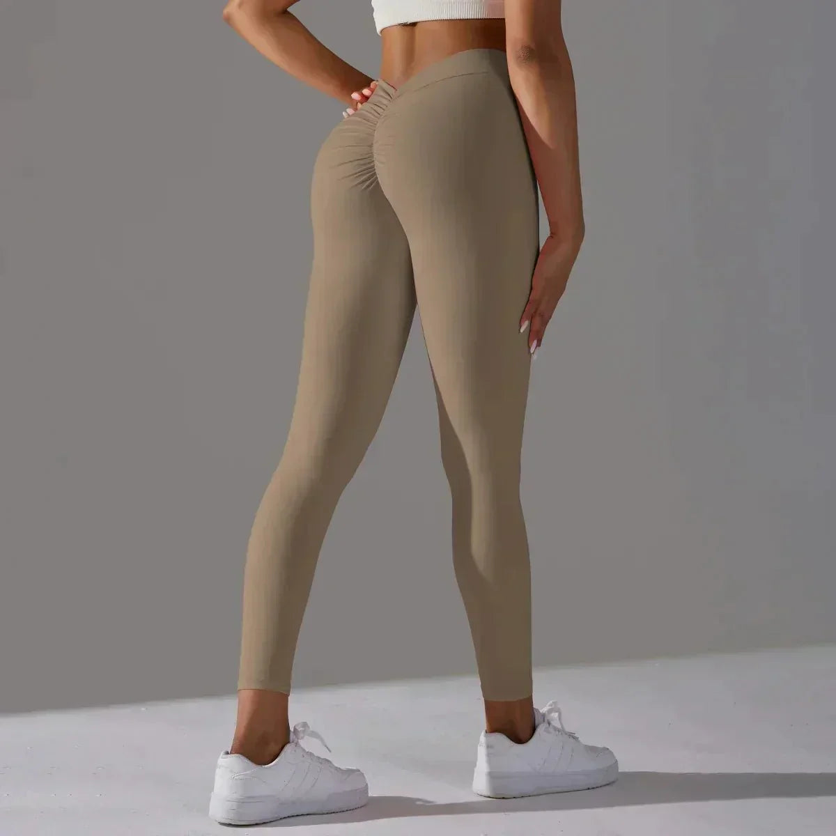Polly | Knitted High Waisted Crossover Scrunch Bum Ankle Skinny Leggings Women