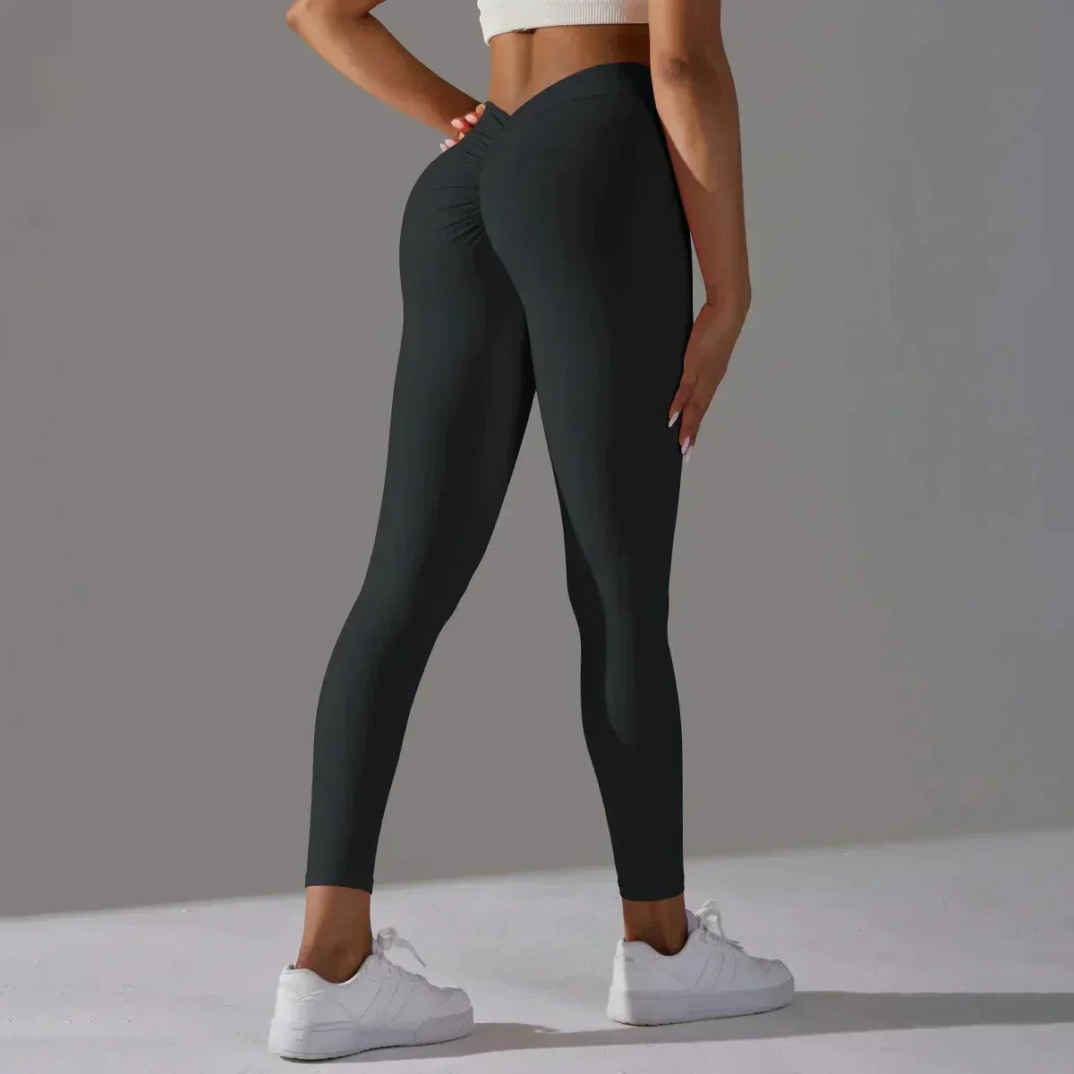 Polly | Knitted High Waisted Crossover Scrunch Bum Ankle Skinny Leggings Women