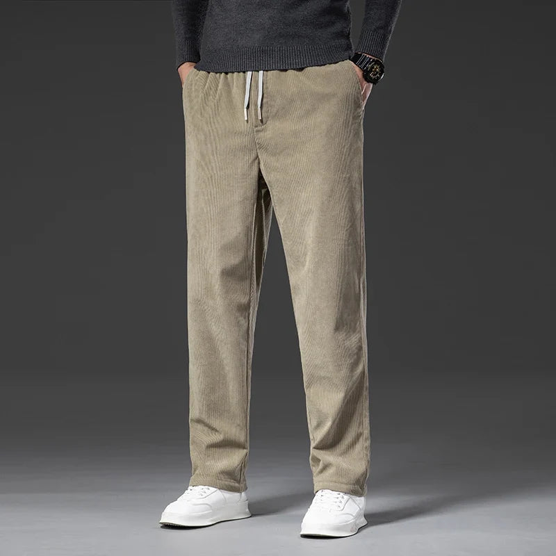 Corduroy Trousers with Drawstring - Khaki | SoleVair