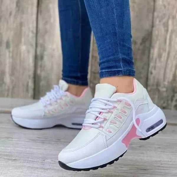 Elsie | Faux Leather Chunky Platform Mesh Trainers Women
