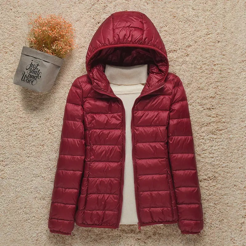 Kate | Winter Shiny Zip Up Hooded Quilted Padded Puffer Jacket Women