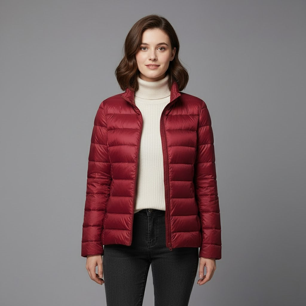 Juno | Winter Hooded Shiny Zip Up Quilted Side Pockets Puffer Jacket Women
