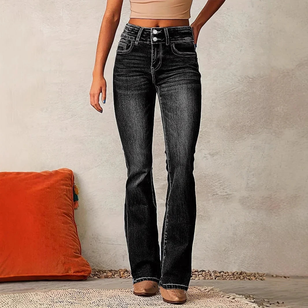 Nina | Mid Rise Autumn Flared Flare Jeans Women