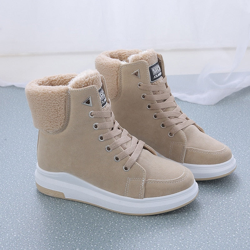Aria | Fleece Lined Winter Lace Up Faux Suede Ankle Boots Women