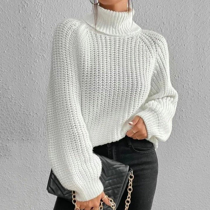 Lara | Oversized Chunky Ribbed Side Split Long Sleeve Turtleneck Winter Jumper Women