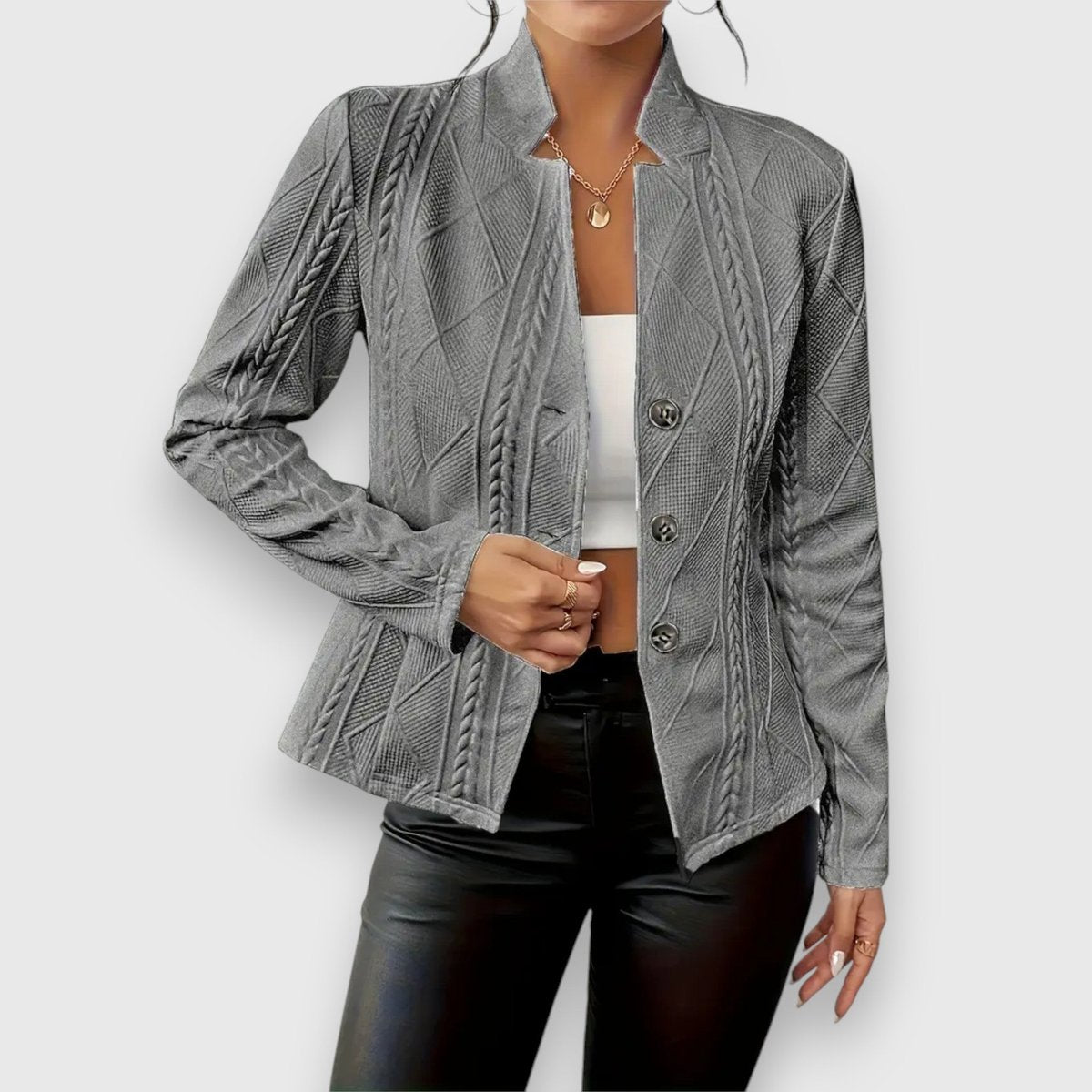 Myla | Fitted Single Breasted Collar Autumn Knit Blazer Women