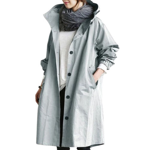 Elodie | Drawstring Button Oversized Longline Hooded Pocket Autumn Windbreaker Jacket Women