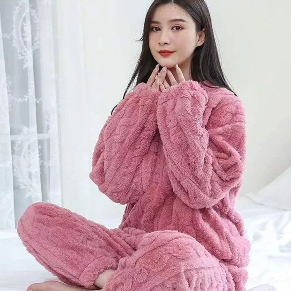 Wren | Knitted Fluffy Oversized Long Sleeve Winter Pyjamas Women
