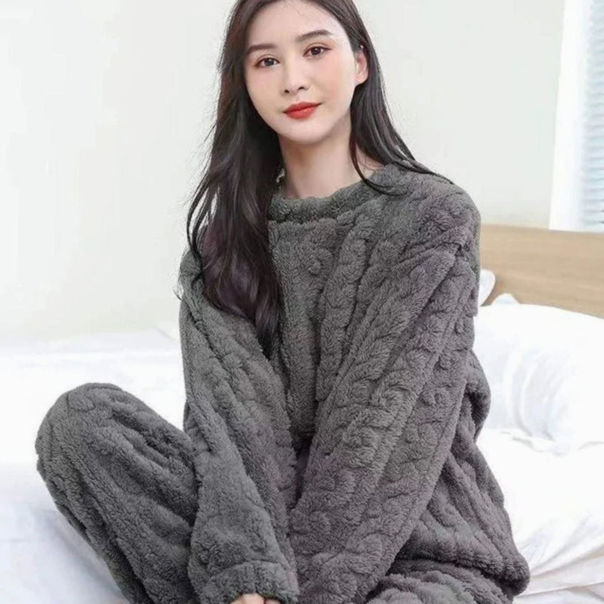 Wren | Knitted Fluffy Oversized Long Sleeve Winter Pyjamas Women