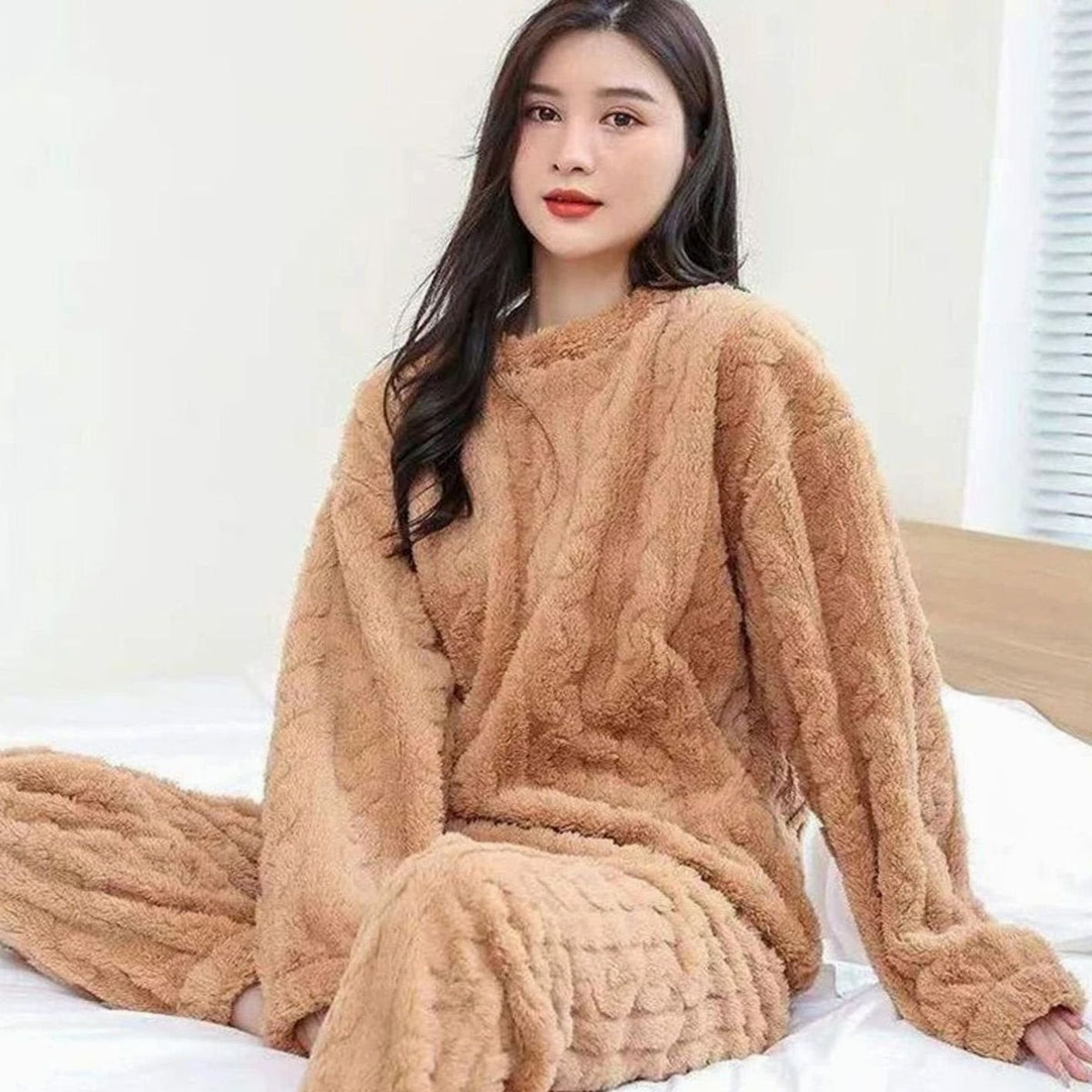 Wren | Knitted Fluffy Oversized Long Sleeve Winter Pyjamas Women