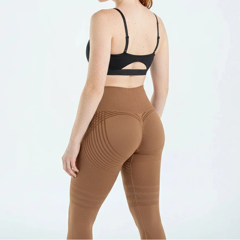 Juno | High Waisted Ribbed Knit Striped Scrunch Bum Leggings Women