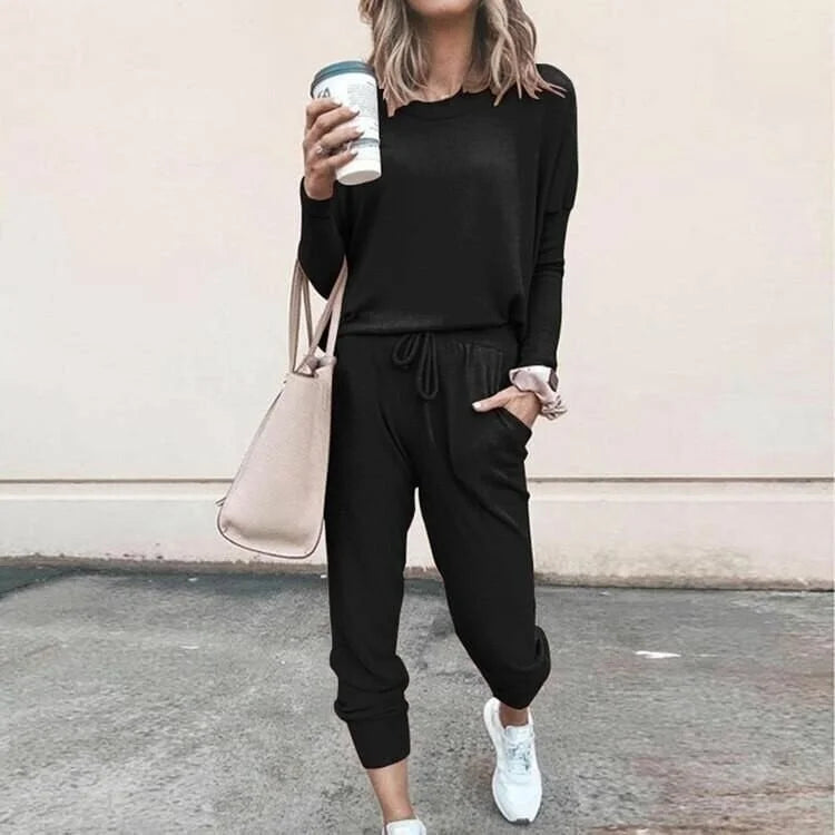 Mabel | Knitted Long Sleeve Loose Tie Waist Oversized Autumn Tracksuit Women