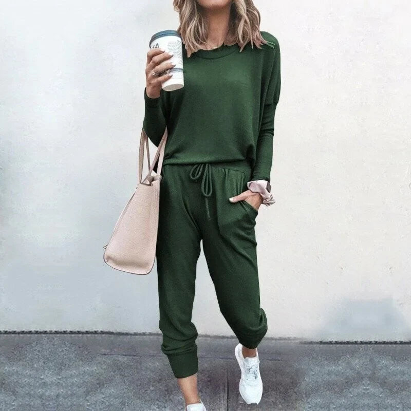 Mabel | Knitted Long Sleeve Loose Tie Waist Oversized Autumn Tracksuit Women