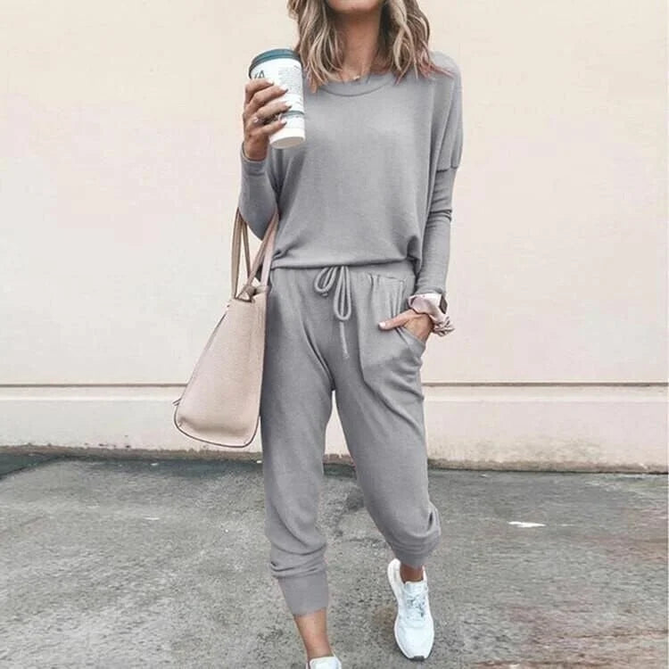 Mabel | Knitted Long Sleeve Loose Tie Waist Oversized Autumn Tracksuit Women