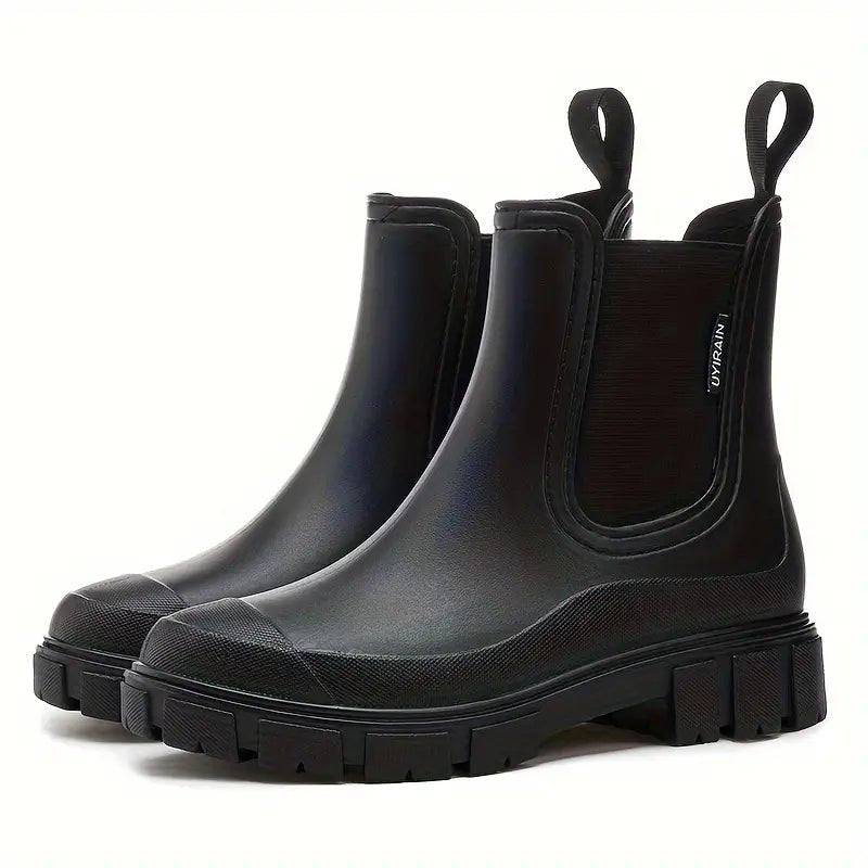 Luna | Round Toe Chunky Lug Platform Rubber Autumn Chelsea Boots Women