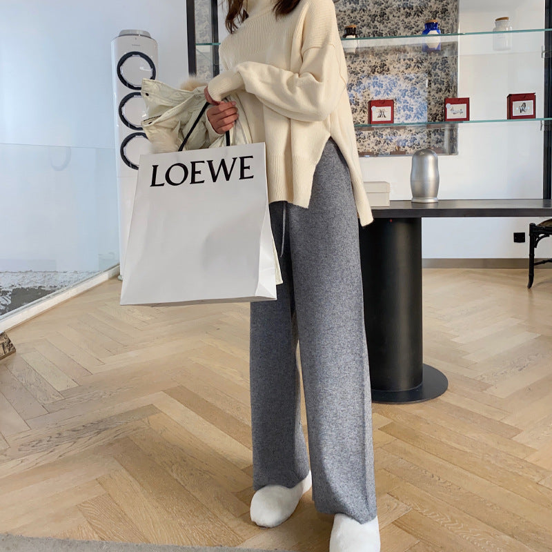 Celia | Knitted Autumn Winter Wide Leg Trousers Women