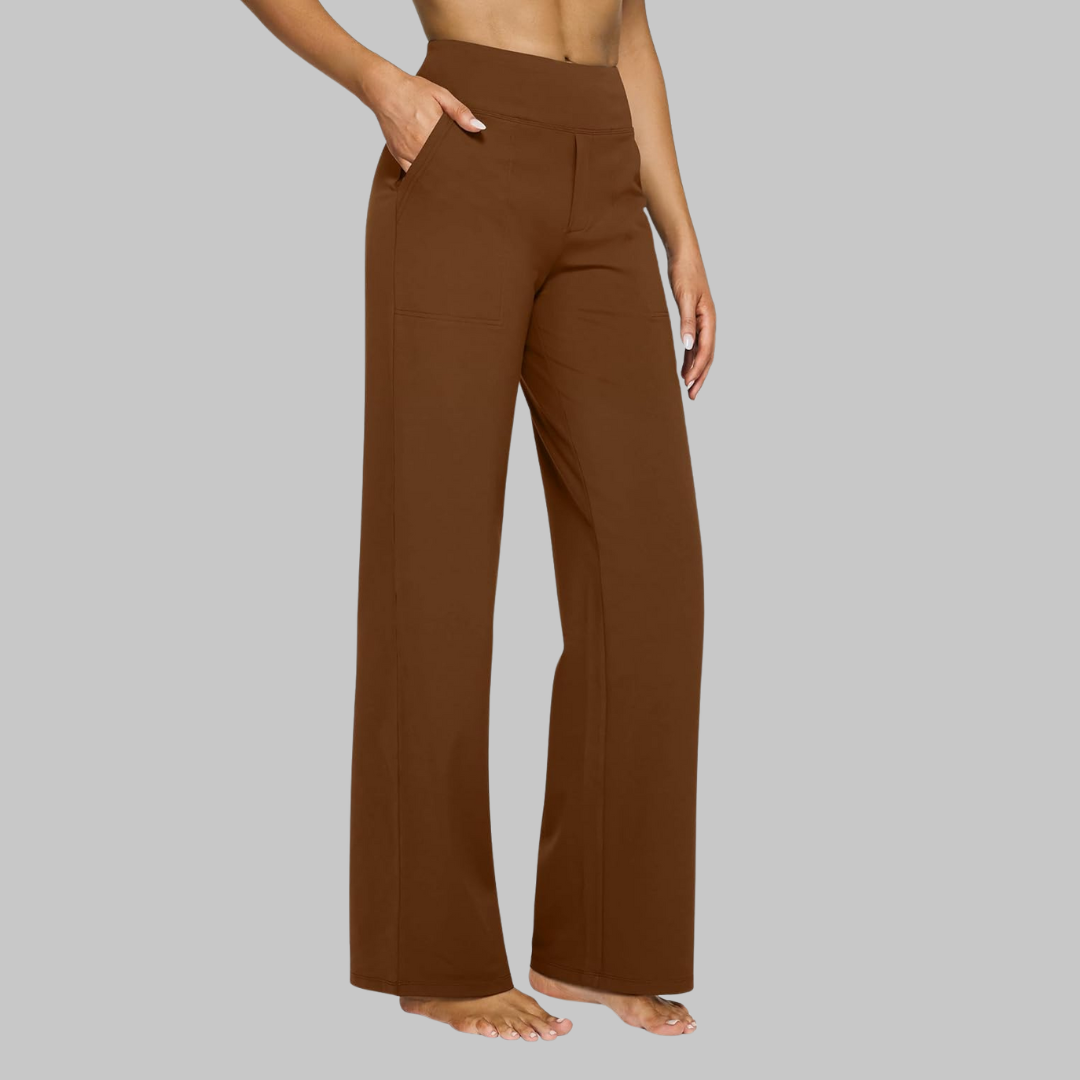 Sara | High Waisted Tailored Pockets Relaxed Autumn Wide Leg Trousers Women