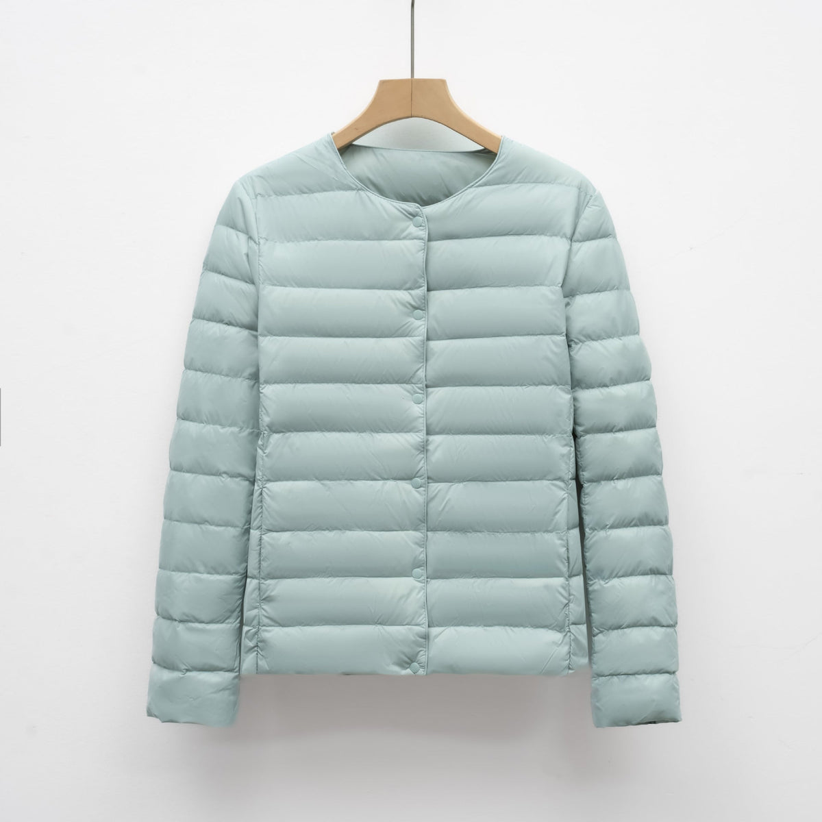 Beau | Collarless Button Up Quilted Padded Winter Jacket Women