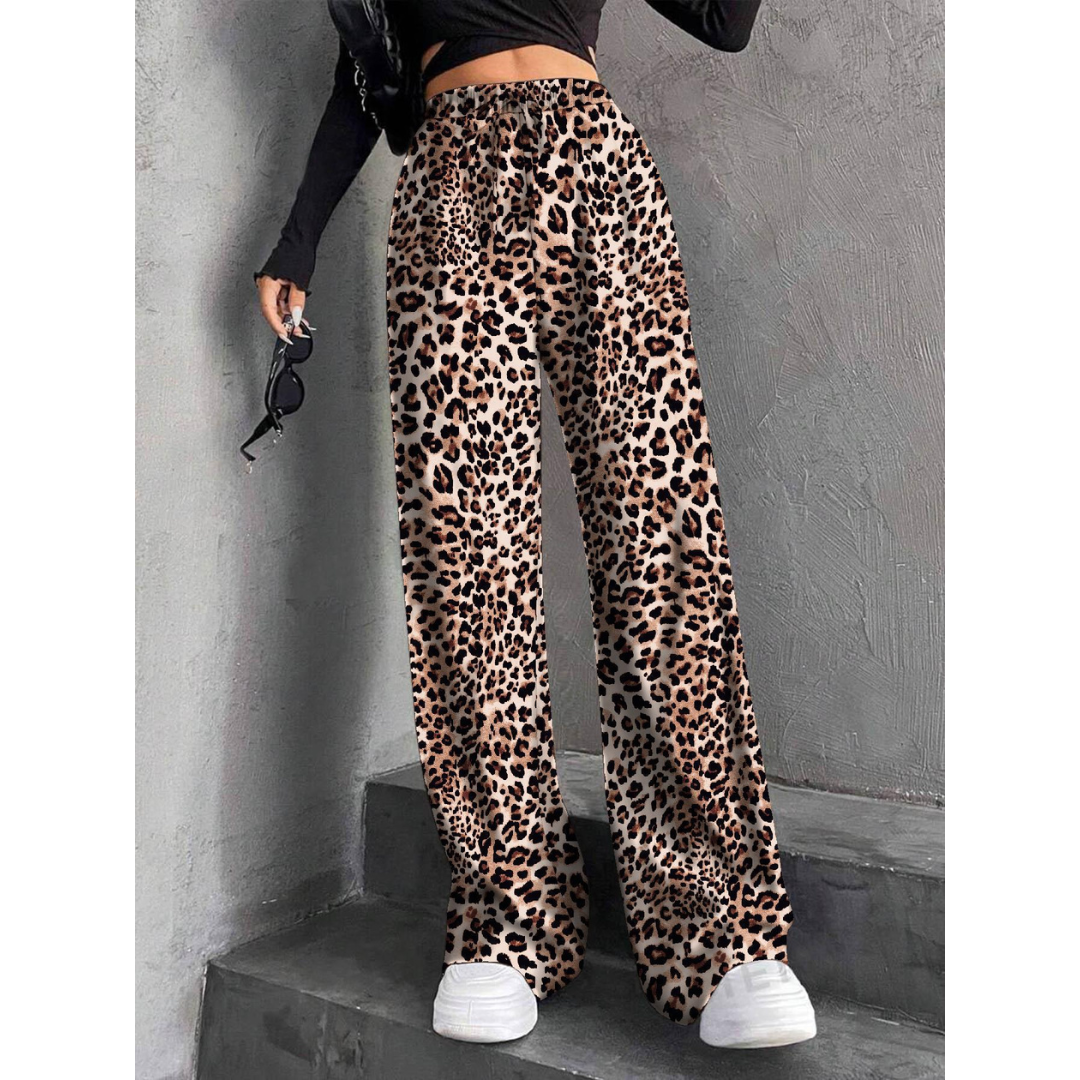 Faye | Knitted Loose Ribbed Drawstring Elasticated High Waisted Flowy Wide Leg Trousers Women