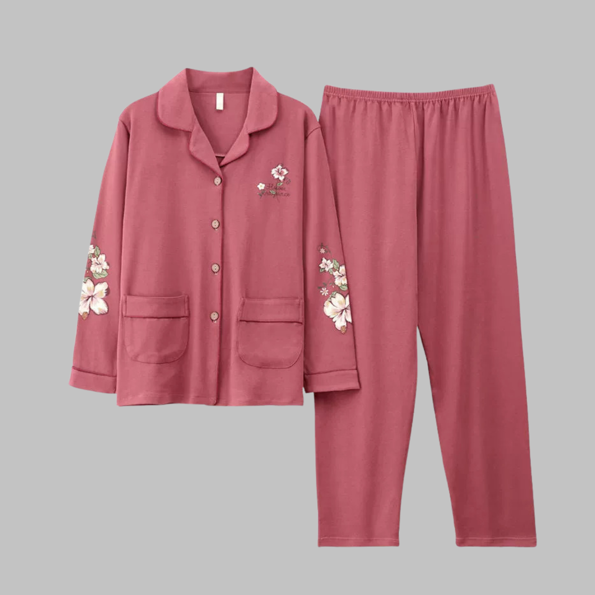 Carly | Jersey Button Up Long Sleeve Pockets Autumn Pyjamas Women