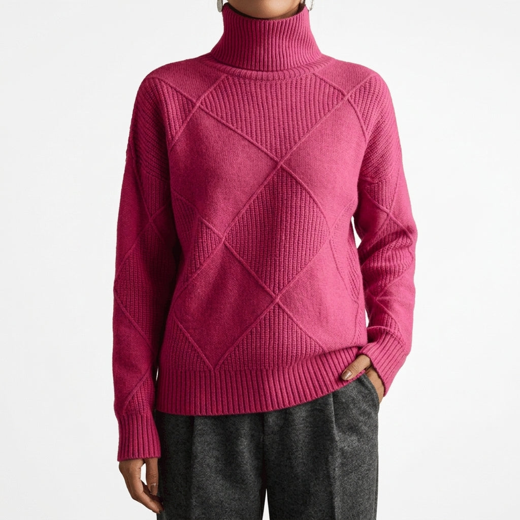 Mila | Oversized Chunky Ribbed Drop Shoulder Long Sleeve Turtleneck Winter Jumper Women