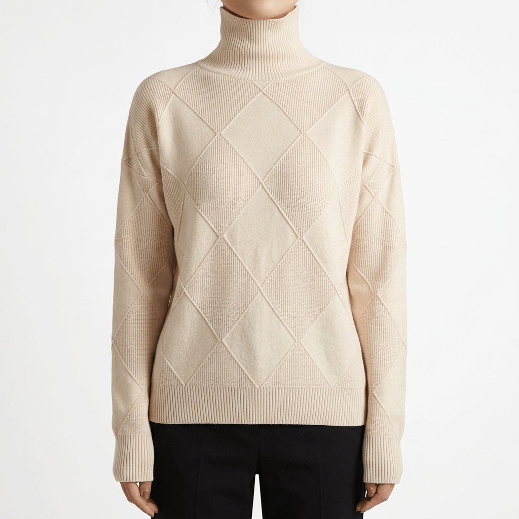 Mila | Oversized Chunky Ribbed Drop Shoulder Long Sleeve Turtleneck Winter Jumper Women