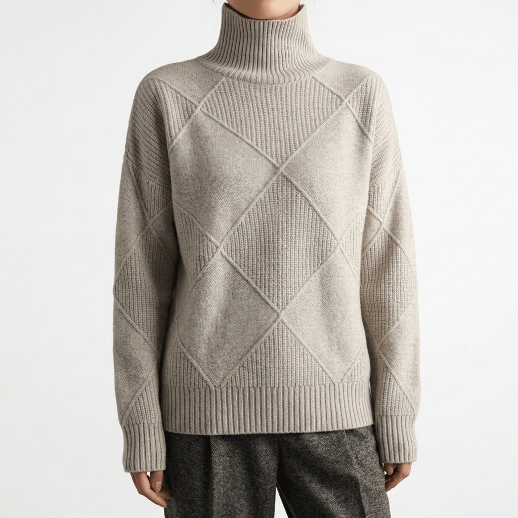 Mila | Oversized Chunky Ribbed Drop Shoulder Long Sleeve Turtleneck Winter Jumper Women