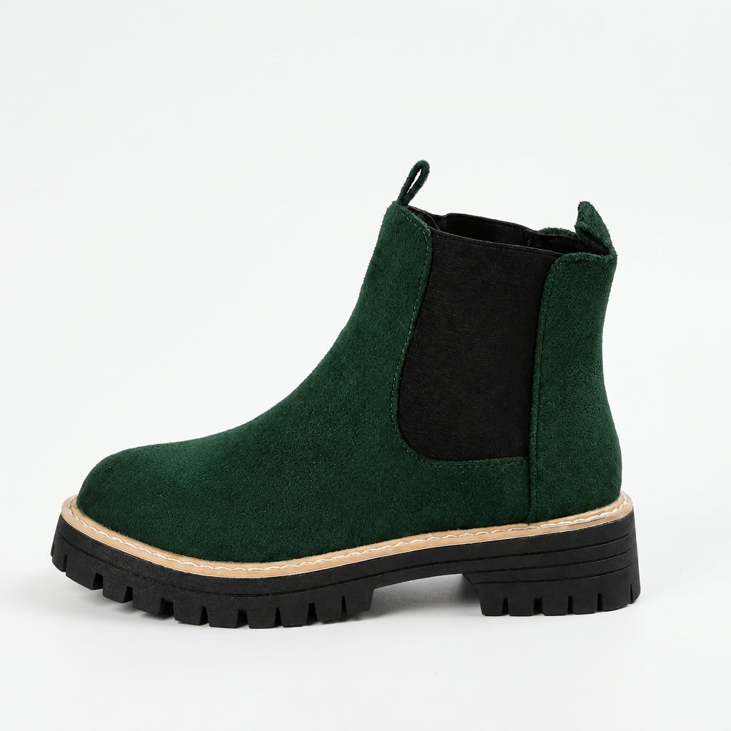 Jess | Faux Suede Chunky Lug Platform Round Toe Autumn Winter Chelsea Boots Women