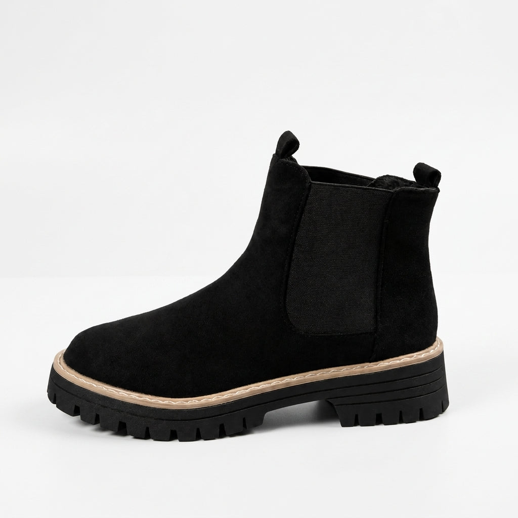 Jess | Faux Suede Chunky Lug Platform Round Toe Autumn Winter Chelsea Boots Women