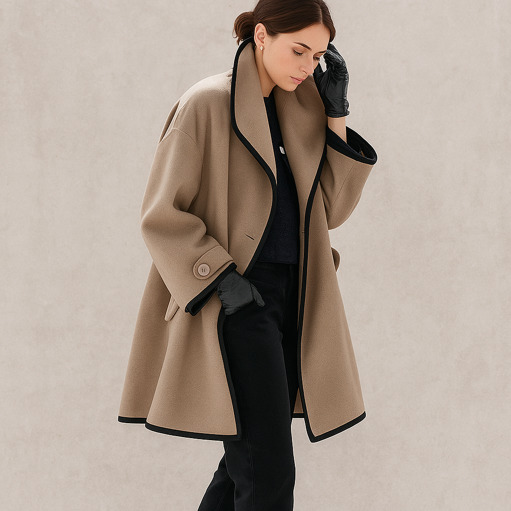 Leah | Shawl Collar A Line Short Button Pocket Smart Tailored Coat Women