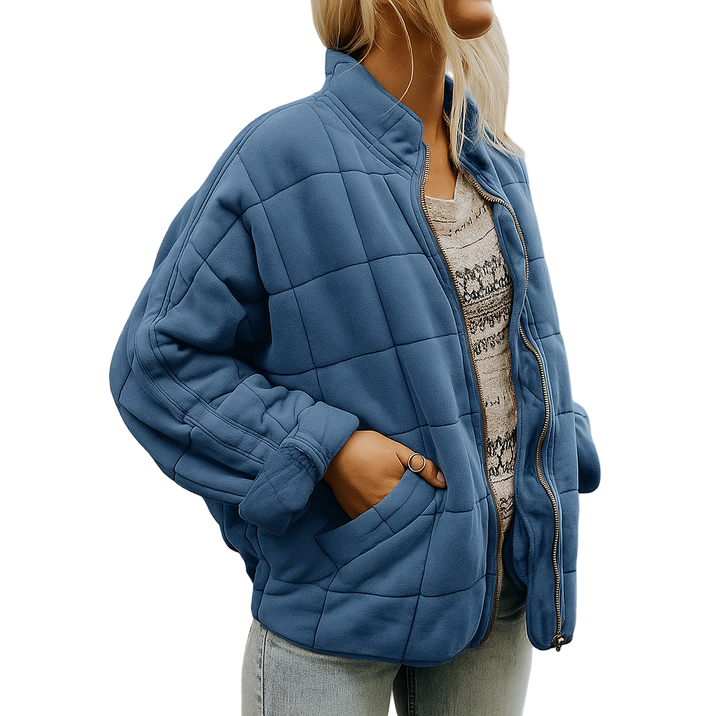 Rue | Oversized Funnel Neck Zip Up Quilted Padded Winter Jacket Women