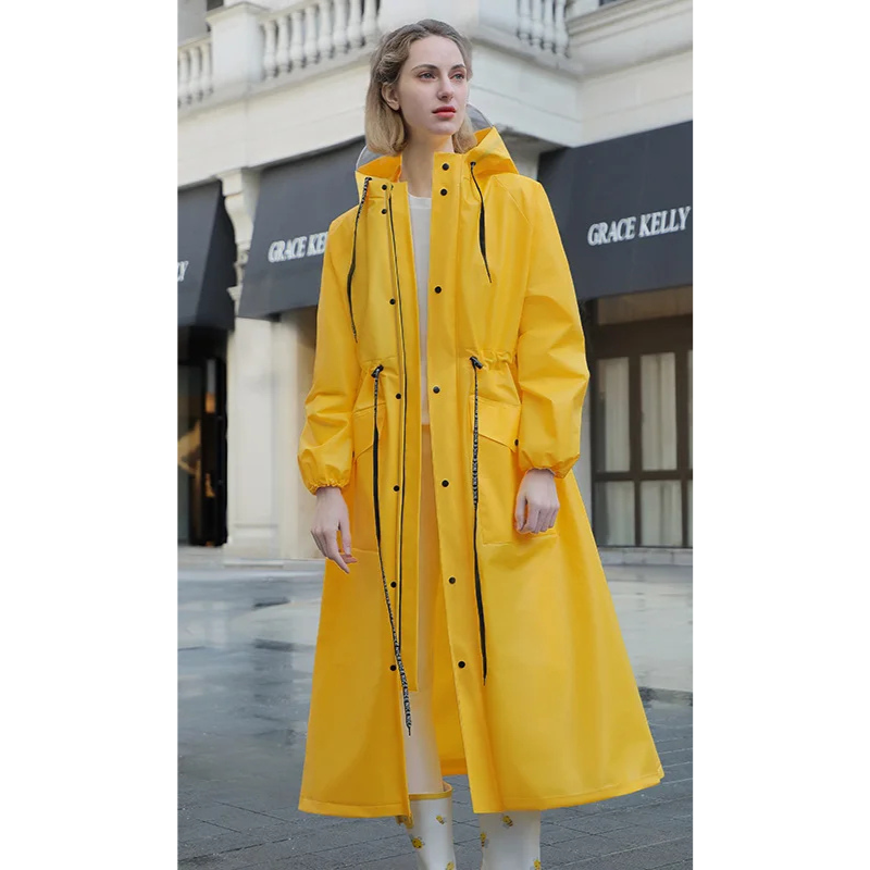 Beth | Tie Waist Pocket Full Length Hooded Longline Autumn Waterproof Coat Women