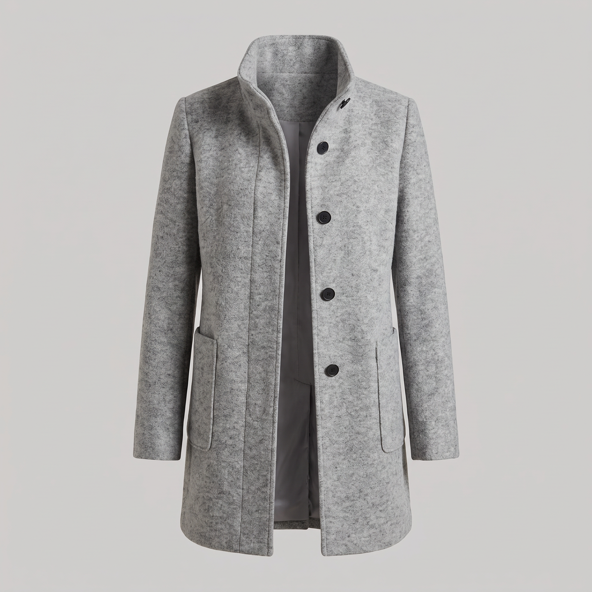 Honey | Funnel Neck Buttoned Pocket A Line Smart Tailored Coat Women