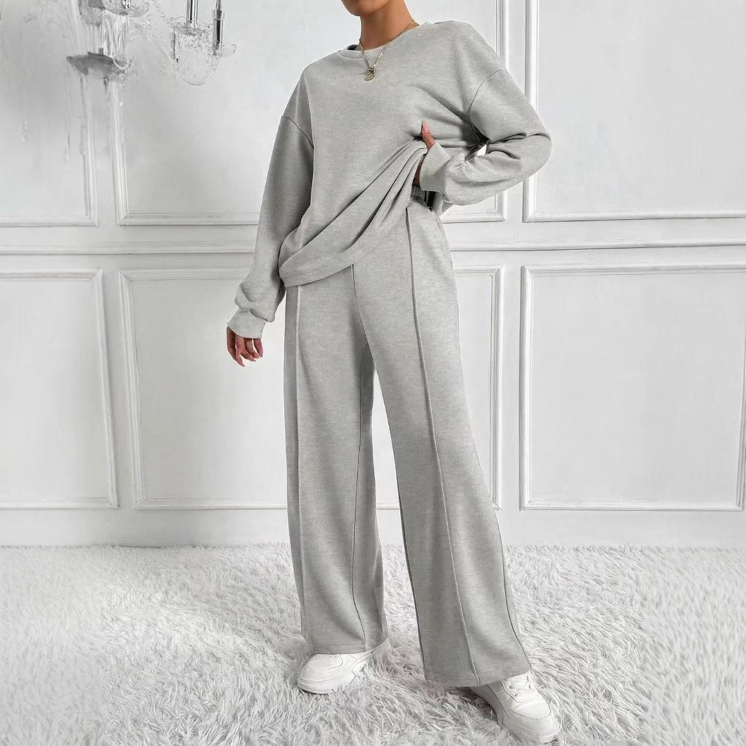 Emmy | Fleece Oversized Long Sleeve Autumn Wide Leg Tracksuit Women