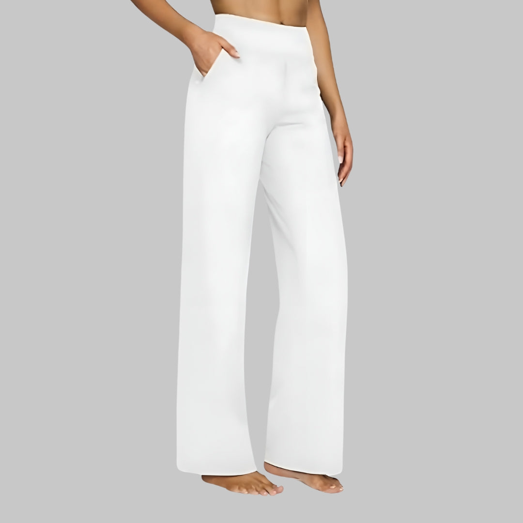 Sara | High Waisted Tailored Pockets Relaxed Autumn Wide Leg Trousers Women