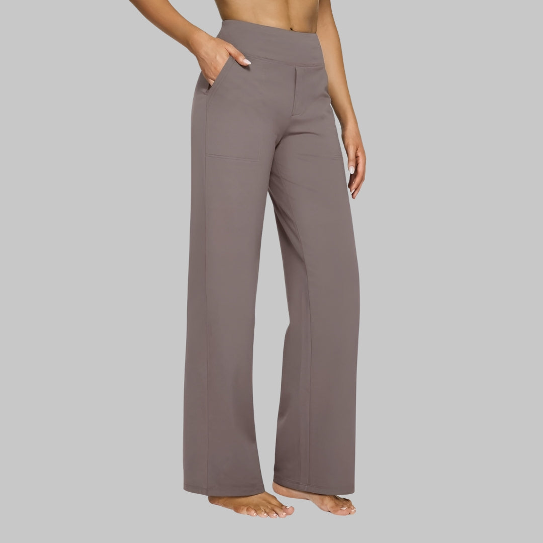 Sara | High Waisted Tailored Pockets Relaxed Autumn Wide Leg Trousers Women