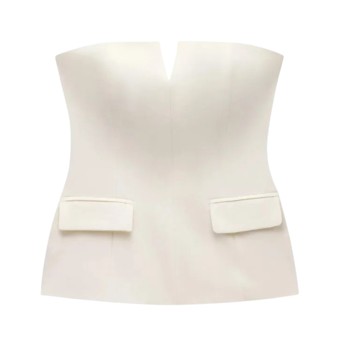 Zara | Strapless V Neck Sleeveless Fitted Peplum Going Out Tube Corset Top Women